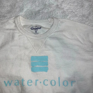 Watercolor FL Sweatshirt Ribbed White Corded size Medium Pullover
